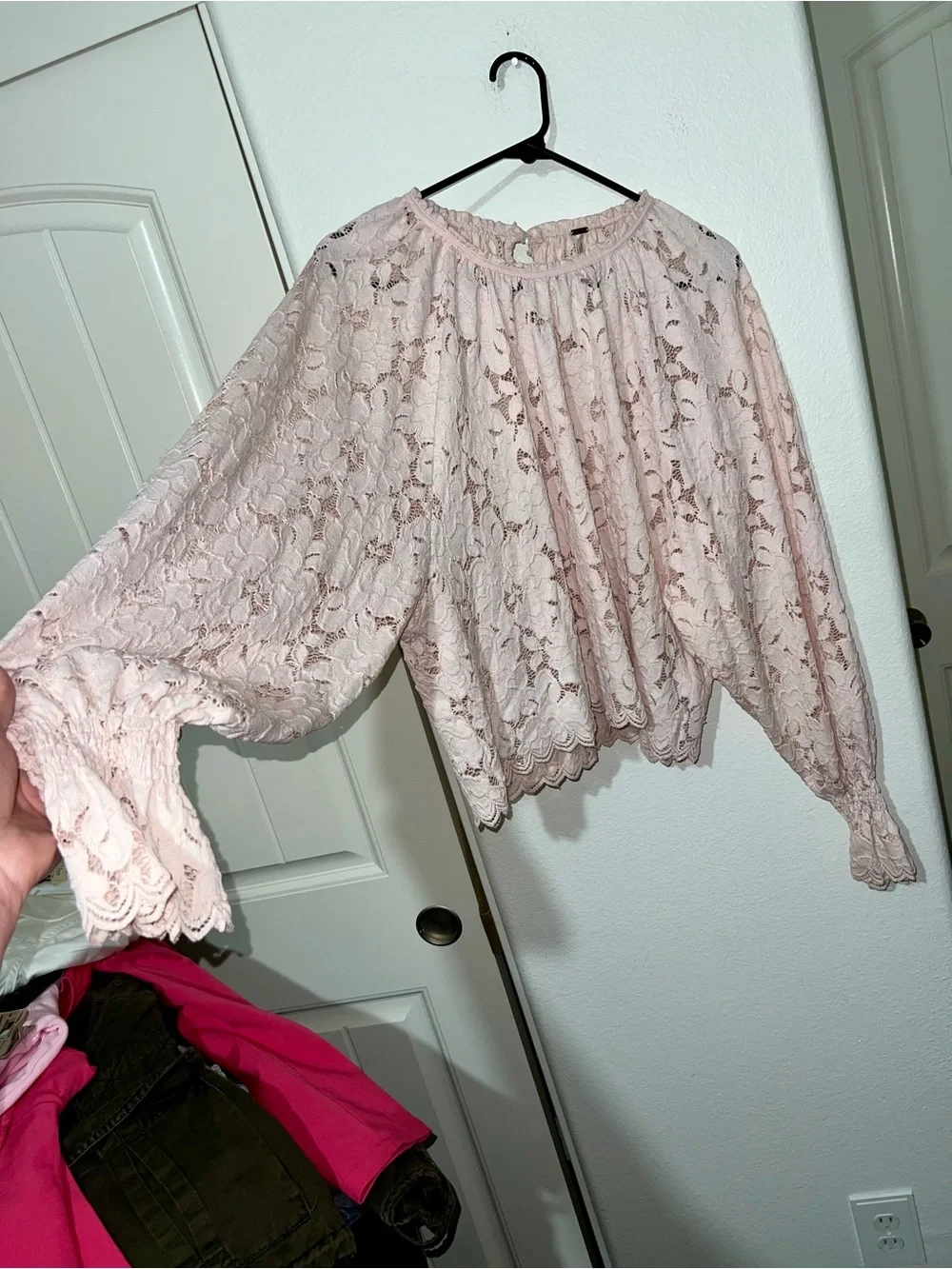 Free People Olivia Balloon Sleeve Lace Blouse
